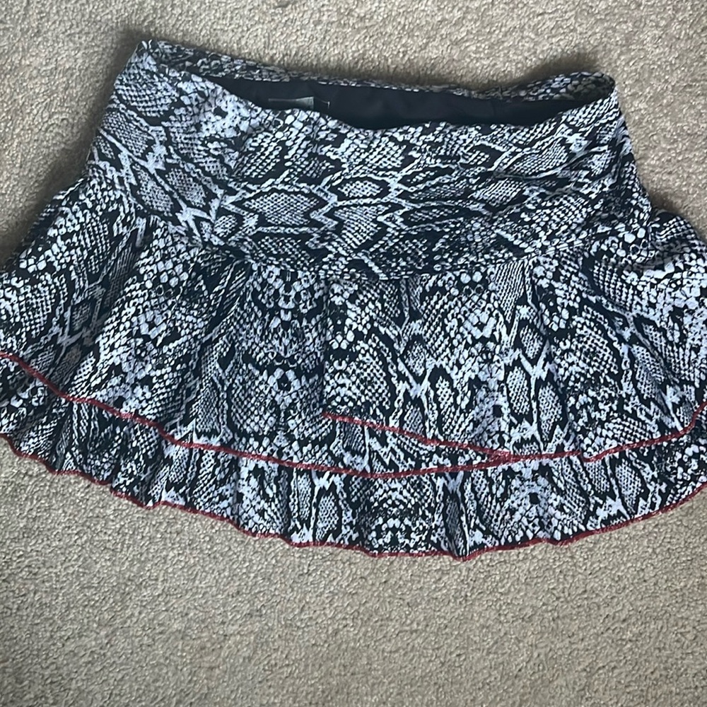 Lucky in Love gray and white snakeskin with red stitching skort size S. So cute!